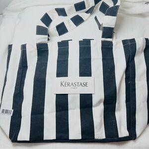 Kérastase Black and White Striped Tote Bag - New